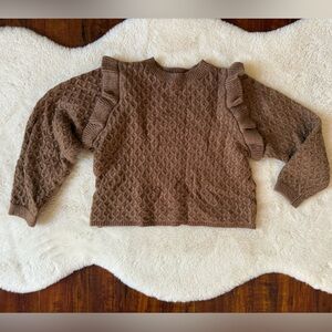 Rylee + Cru Brown Knit Sweater with Ruffle Details Girl 6-7y